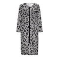 thumbnail image 5 of Whosucclay Grey Leopard Print Women Nightgowns Long Sleeve House Dresses Zip Up Robe Breathable House Dress with Pockets Fall Winter Comfy Full Length Housecoat, M, 5 of 6