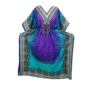 Mogul Kaftan Housedress Purple Printed Caftan Cover Up Maxi Dress