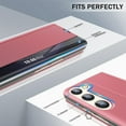 thumbnail image 5 of Phone Case for Samsung Galaxy S23 Case, Smart Clear View Window Luxury Slim Mirror for Galaxy S23 Case with Kickstand, Leather Hard PC Flip Shockproof Protective Cover Samsung S23 5G Case, Pink, 5 of 14