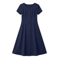 thumbnail image 5 of Dresses for Women, Women's A-Line Midi Dress, Short Sleeve Round Neck Button Front Casual Work Dress with Pockets for Summer, 5 of 5