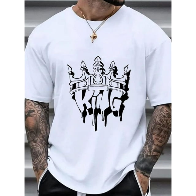 Plus Size Mens Alphabetic Graphic Print Tees - Soft Crew Neck, Comfort Fit, Slight Stretch Knitted Fabric, Casual Summer T-Shirts for Adults Tee For Adult, Men, Women, Teen, Teenager, Adolescent, You