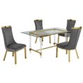 thumbnail image 1 of 5pc. 68" x 40" Glass Dining Set with 4 Chairs and Gold Stainless Steel, 1 of 4