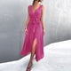 thumbnail image 4 of Vestido sin mangas para mujer Cuello en V Vestido sólido Vestido largo informal Fridja  hj4023, 4 of 8