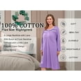 thumbnail image 5 of FEREMO Nightgowns for Women Plus Size 100% Cotton Long Sleeve Sleep Shirt Button Soft Slepwear, 5 of 6
