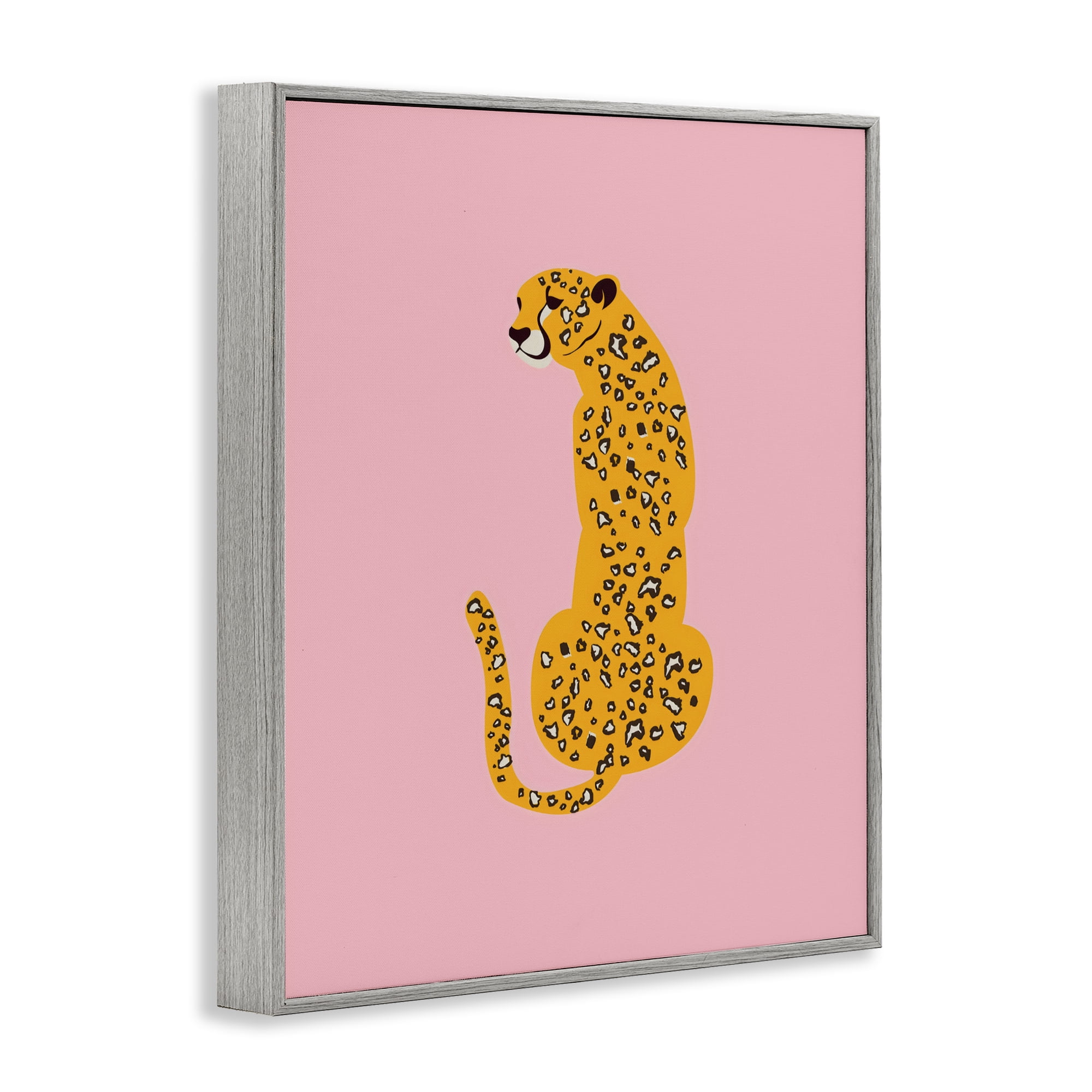 Stupell Industries Yellow Jaguar on Pink Gray Framed Giclee Art, design by Creative Studio