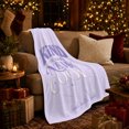 thumbnail image 3 of Kind Is New Cool Lavender Retro-Inspired Typography Silver, Cozy Typography Art Scene, Warm Flannel Blanket for Living Room and Reading Nook, Art Lovers Valentine's Day Gift, Artistic Home Decor, 3 of 9