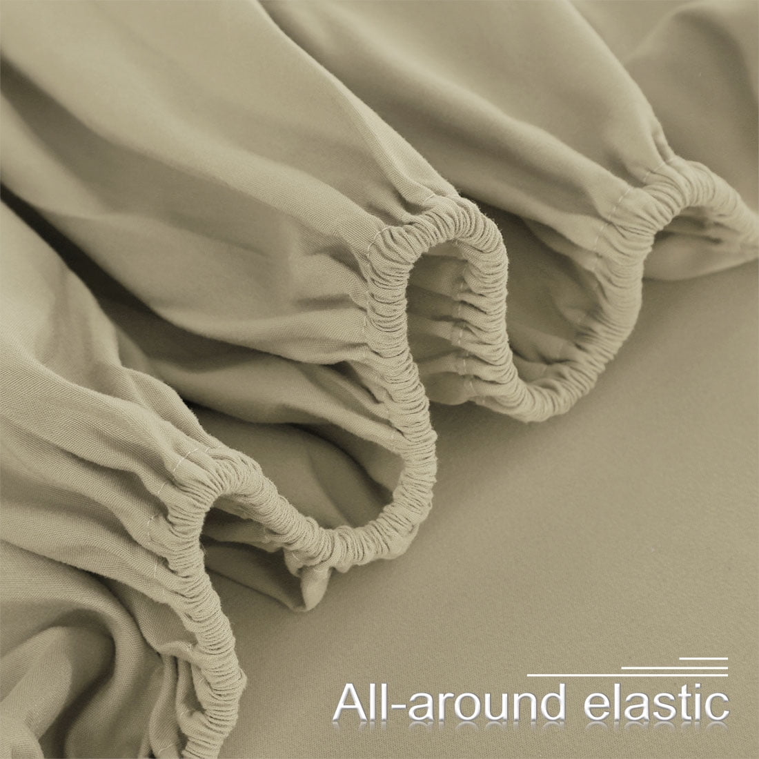 Unique Bargains Brushed Microfiber Fitted Sheet Bed Cover Khaki Full