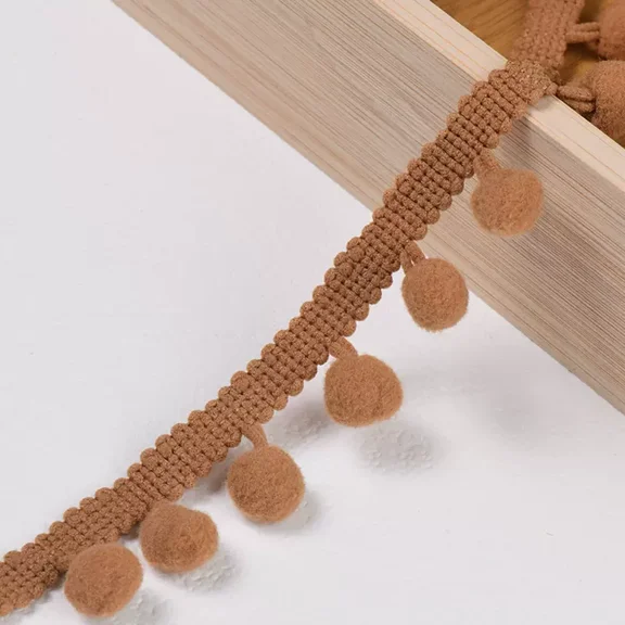 Namzi 20 Yards Pom Fringe Trim,Mini Ball Tassel,0.98inch Wide Soft Pompom Fringed Ribbon,E32