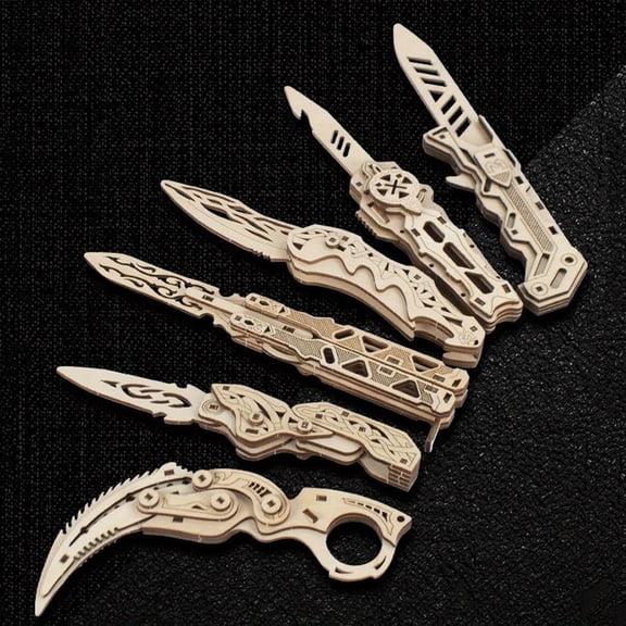 GoodFull 6pcs 3D Wooden Zigsaw Puzzle Set for Adults, Gift-Ready Wood Puzzle Model Kits for Teens & Game Fans, Buildable Folding Blade Puzzles for Birthday, Christmas & Collectors