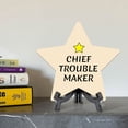 thumbnail image 4 of Chief Trouble Maker 7.5 x 7.5" Star Table Sign With Acrylic Stand | Home & Office Decor, 4 of 7