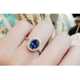 thumbnail image 2 of HeartsAndYou 2ct Natural Blue Sapphire Engagement Ring 14k SOLID White Gold Halo Statement, 2 of 9