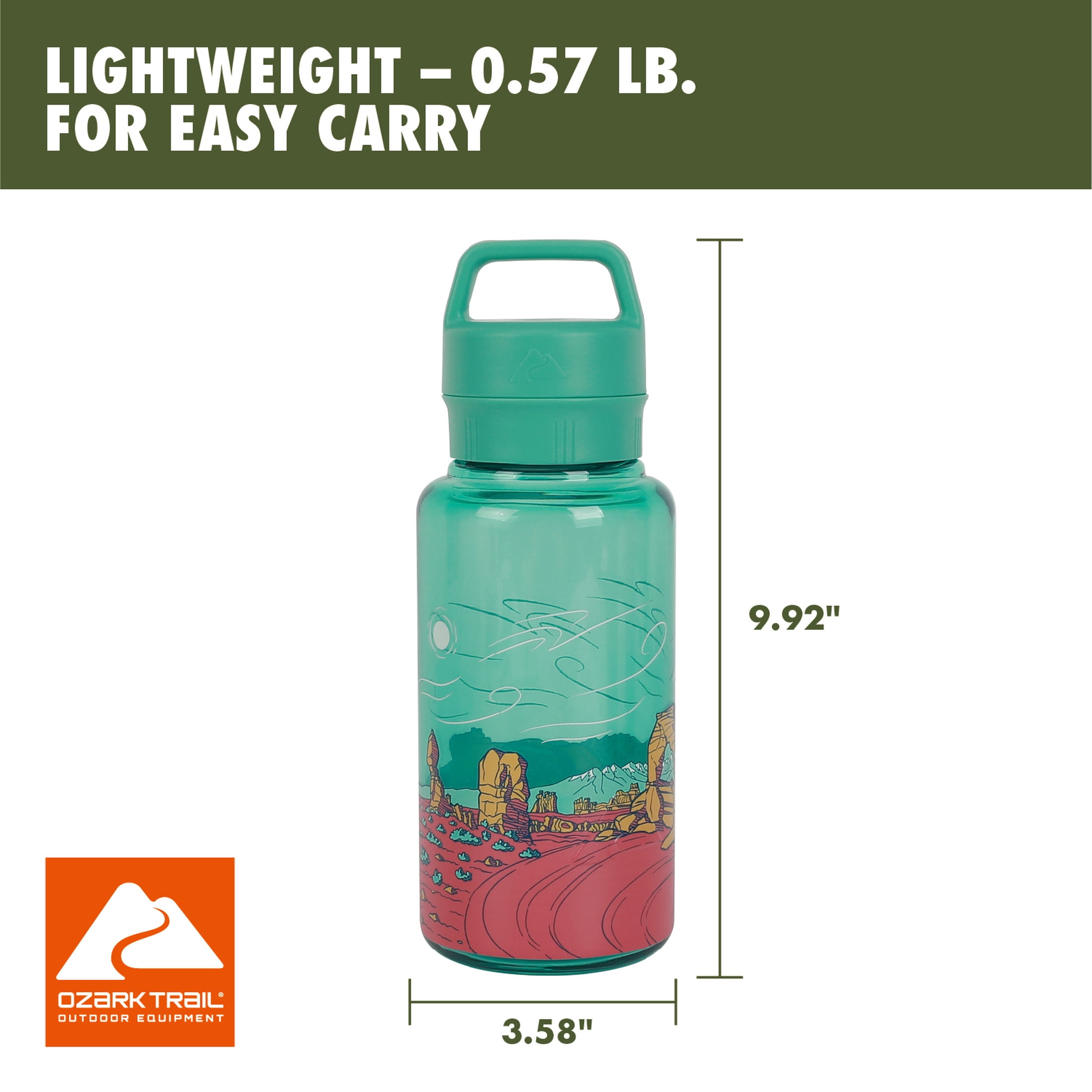 Ozark Trail 32 oz BPA-Free Tritan Chug Water Bottle, Sandstone Sky