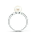 thumbnail image 2 of Angara Solitaire Freshwater Cultured Pearl Bypass Ring with Diamonds in 14K White Gold for Women | June Birthstone Jewelry for Her, 2 of 8