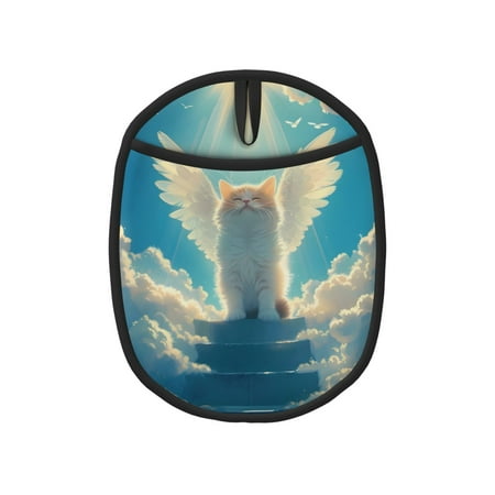 

Qekee Sunshine Cute Winged Cat Pattern Silicone Pot Holders Oven Mitts Heat Resistant Hot Pads Non Slip Pot Holder Towel Cloth Interior Lining