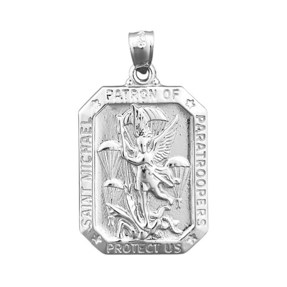 Rhodium Plated 925 Sterling Silver Saint Michael Medallion
