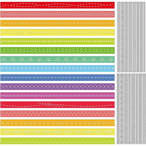 Stitched Borders Cutting Dies Lace Flower Border Dies Stitched Rectangles Metal Die Cuts Stitched Frame Die Cuts for Card Scrapbooking and DIY Craft Album Paper Card Decor