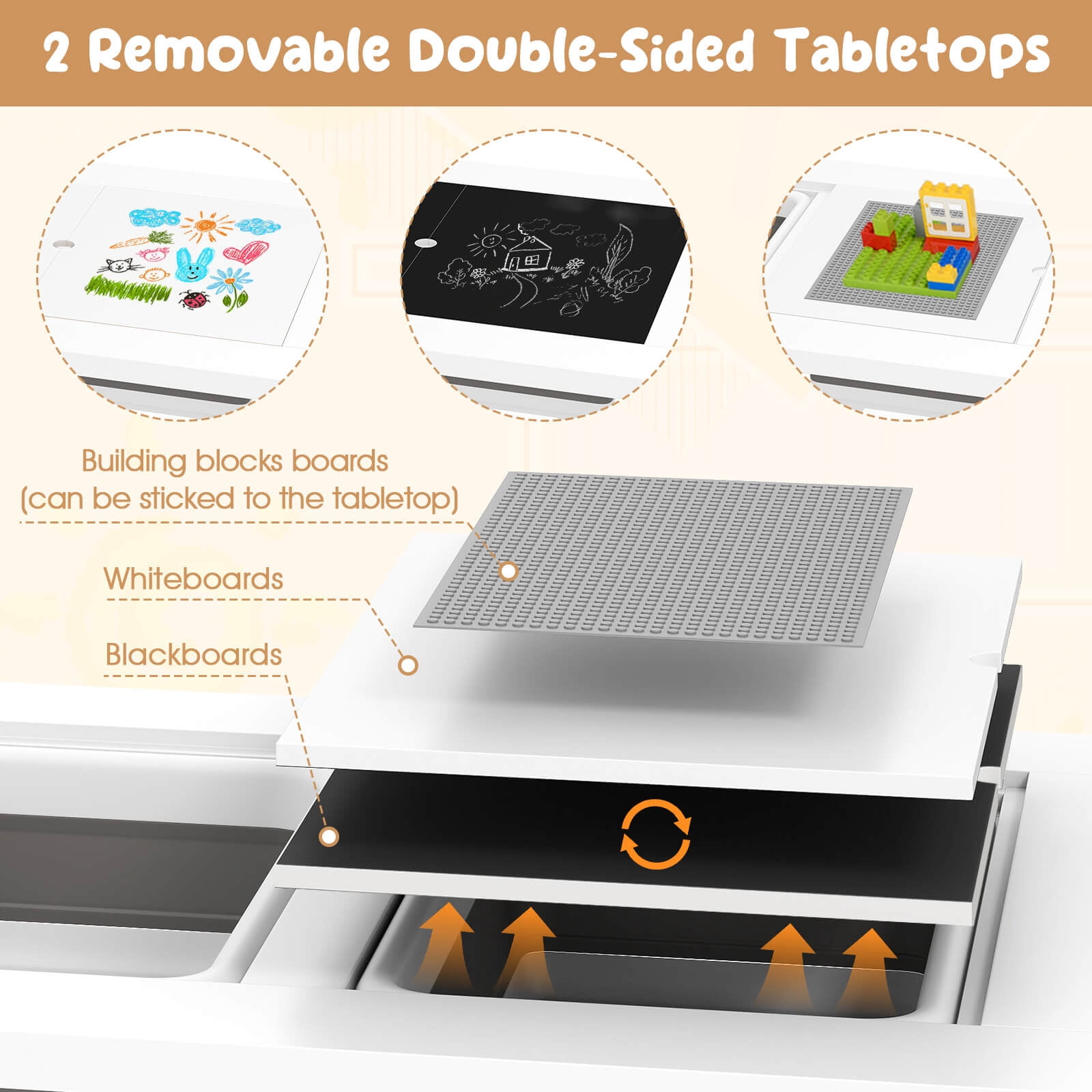Costway Sensory Table & Chair Set for Kids 2-8 with Foldable Bins for Sand/Water & Paper White
