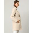 thumbnail image 4 of Abrigo Largo Abotonado De Manga Larga Con Solapa Con Muesca Clásica Invierno Para Mujer Beige XS, 4 of 6