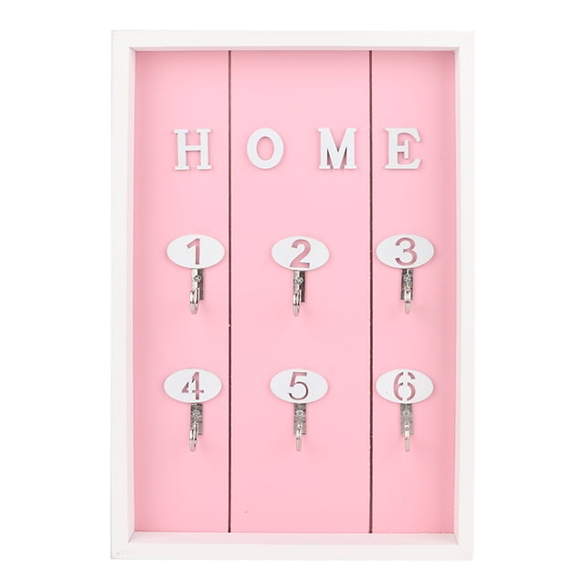 Porta llaves multiusos montado en la pared, 6 ganchos, estante de almacenamiento colgante, decoración del hogar (rosa)