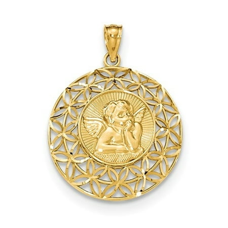 14k Yellow Gold Polished Angel DC Medal Pendant