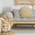 thumbnail image 5 of Ox Bay Quade 20" x 20" Natural Solid Jute Pom Pom Bordered Round Adult Decorative Throw Pillow, 5 of 12