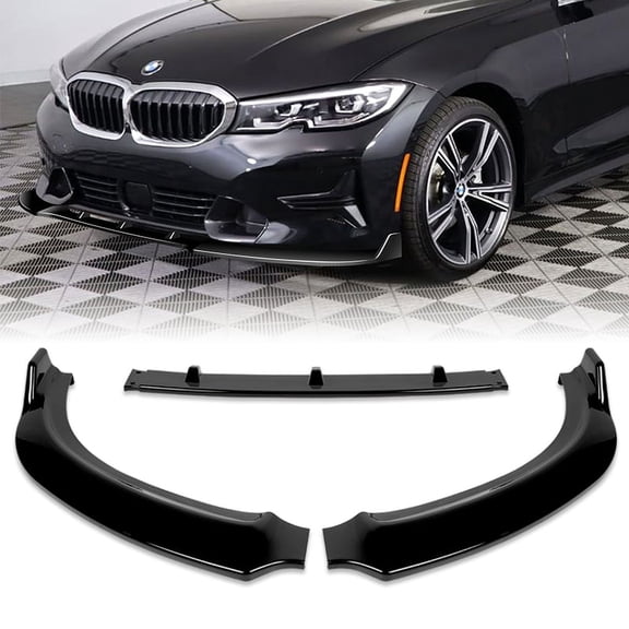 For 2019-2022 BMW G20 G21 3-Series Sport Painted Black Front Bumper Spoiler Lip