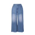 thumbnail image 4 of Women's Mid Rise Straight Leg Jeans - Washed Stretch Denim with Slant Pockets, Loose Comfort Fit（Runs Small）, 4 of 6