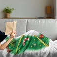 thumbnail image 3 of Christmas Alphabet Soft Flannel Fleece Blanket, U Lettering with New Years Eve Ornaments Pattern on Plain Backdrop, Cozy Plush for Indoor and Outdoor Use, 70" x 90", White and Green, by Ambesonne, 3 of 5