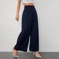 thumbnail image 6 of Women's Wide Leg Trousers, Draping Casual Work Pants, High Waist Flowy Palazzo Pants for Office, Commute, Daily Wear and Versatile Outfits Dark Blue M, 6 of 7