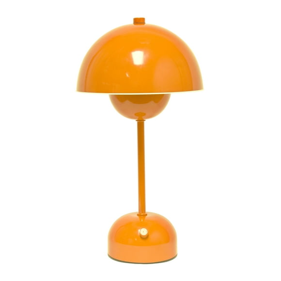 Simple Designs 11.8" Mushroom Magic Dimming LED Touch Stick Lamp, Portable & Rechargeable, Bright Orange