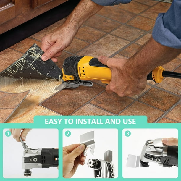 OUSITAID 20Pcs Oscillating Tool Scraper Stainless Steel Flexible Multitool Scraper Blade Rigid Oscillating Scraper Blade with Adapters for Removing