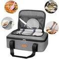 thumbnail image 5 of LHZK Insulated Casserole Carrier for Hot or Cold Food, with Upgrade Compartment for Fixing Campping Cutlery, Lasagna Holder Tote for Potluck Parties, Picnic, Fits 11 x 15 or 9 x 13 Baking Dish (Grey), 5 of 6