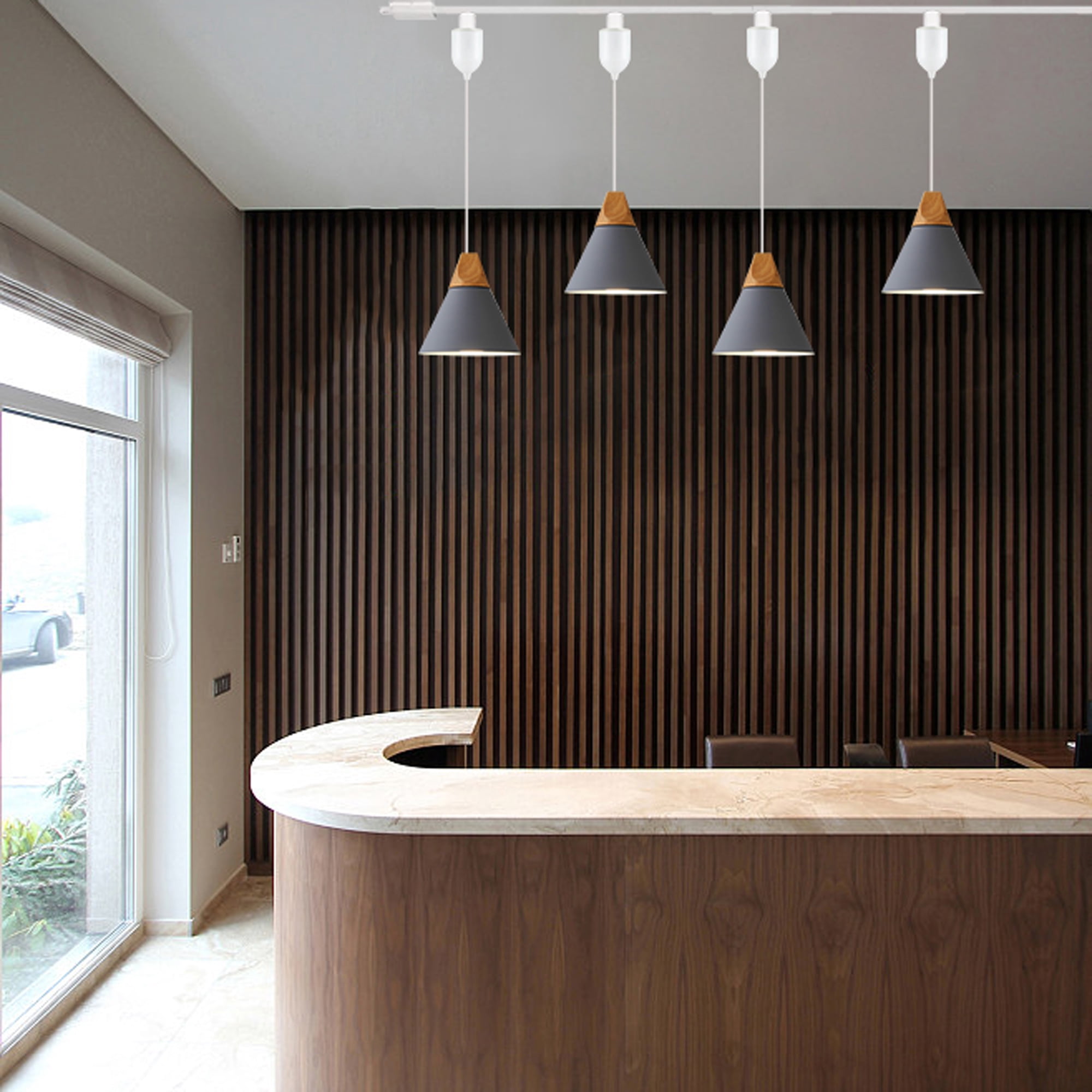 Kiven J-Type Modern Metal Juno Track Pendant Light with Built-in Cable Wrapper