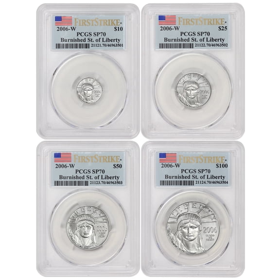 Set of 4 2006-W Platinum Eagle PCGS SP70 First Strike U.S. Mint Coin