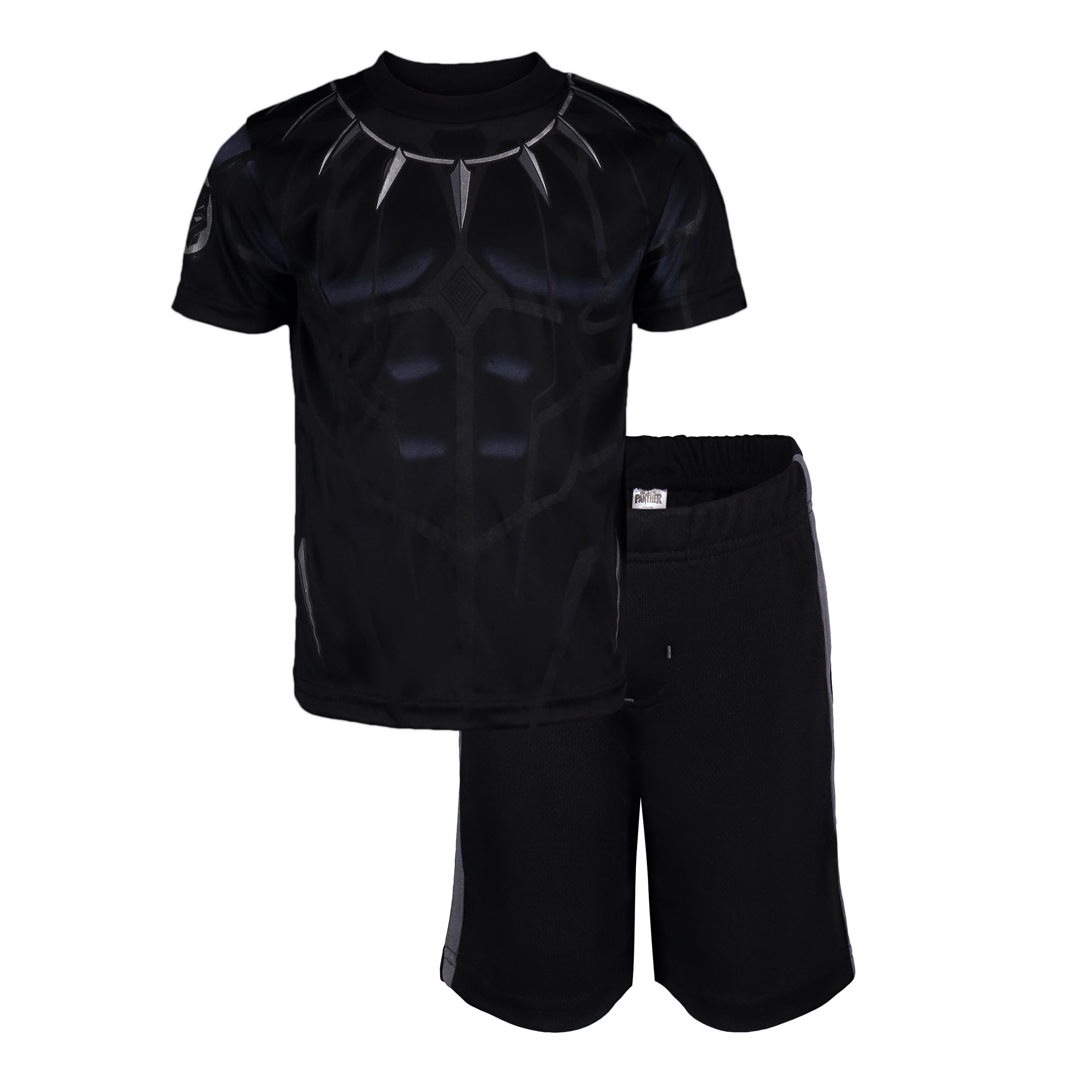 Marvel Avengers Black Panther Spiderman Hulk Boys Athletic T-Shirt /& Mesh Shorts Set