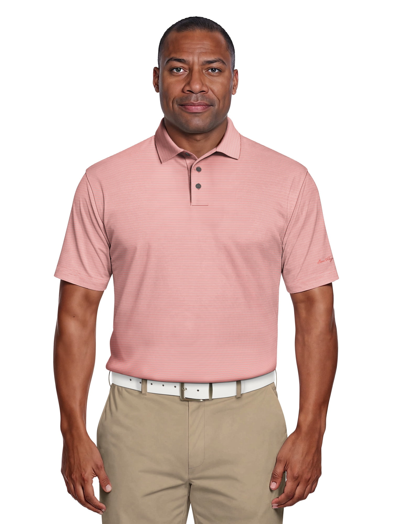 Ben Hogan Men's & Big Men's Performance Fine Line Printed Short Sleeve Polo Shirt, up to 5XL