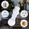 thumbnail image 3 of 3 Prong E26 Light Socket to Plug Adapter, White Heat Resistant Light Socket 2/3 Prong Outlet Light Bulb Plug Splitter Converter for Garage Porch CCTV Camera (2 Pack), 3 of 7