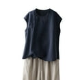 thumbnail image 2 of lmcalzta Women Linen Cotton Tank Tops Crewneck Sleeveless Tee Shirts Spring Summer Solid Vintage Casual Tank Tops, 2 of 3
