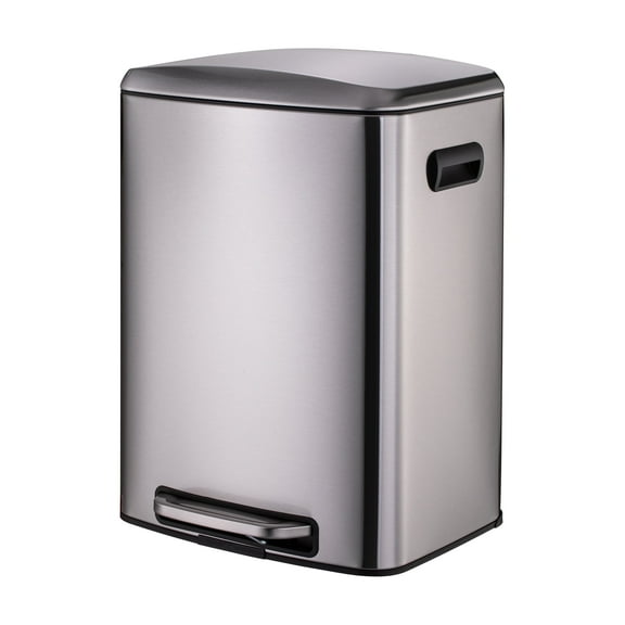 BinMax 13 Gallon Waste Bin Soft Closing Stainless Steel Silver Kitchen Step Trash Can