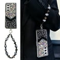 thumbnail image 4 of Compatible for Samsung Galaxy Z Fold 3 Case with Beaded Wrist Strap, Fluffy Leopard Print Pattern with Bling Design Case for Women Girls Hard PC Drop Protection Cover for Galaxy Z Fold 3, Black, 4 of 11