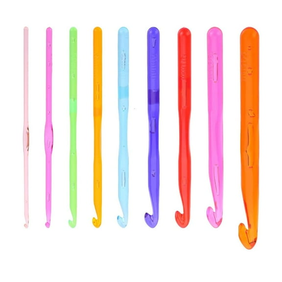 AOOOWER 9Pcs 3-10mm 12mm Clear Colored Crochet Hook Ergonomic Crochet Hook Set Hobbyist Knitting Sweater Scarf Hat