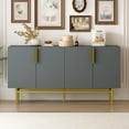 thumbnail image 3 of 4-Door Accent Cabinet with Gold Metal Legs, Storage Cabinet with Adjustable Shelves, Modern Buffet Sideboard, TUANLUO Accent Cabinet Furniture for Entryway Hallway Living Room, Gray, 3 of 10