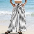 thumbnail image 6 of Atogsazn Womens Striped Wide Leg Pants Dessy Casual Baggy Loose Fit Pant with Drawstring Trouser Summer Black XXL Fashion, 6 of 8