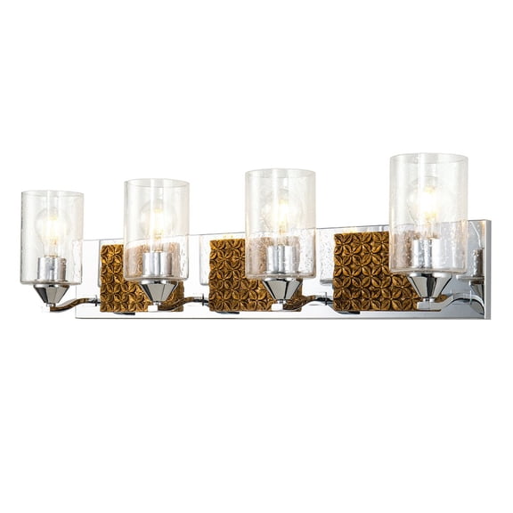Lucas McKearn Arcadia 4-light Metal Bath Vanity Light in Polished Chrome/Gold