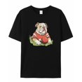 thumbnail image 5 of T Shirts for Women Short Sleeve Cotton Crewneck T-Shirt, American Football French Bulldog Tee Tops Casual Basic T-Shirts, XS-5XL Black M, 5 of 7