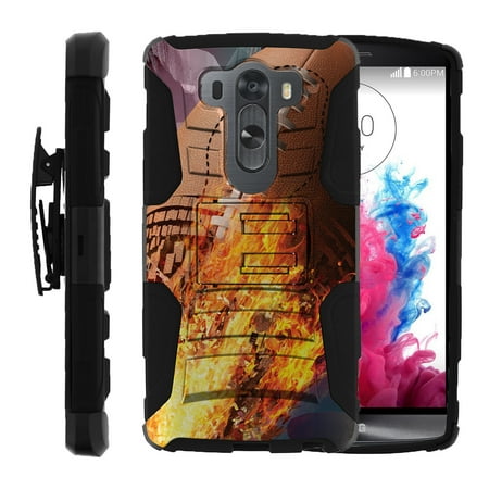Pro Football Talk LG V10 and LG G4 PRO Miniturtle® Clip Armor Dual Layer Case Rugged Exterior with Built in Kickstand + Holster - Football On Fire ()