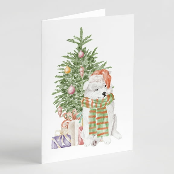 Carolines Treasures CK8201GCA7P Samoyed Christmas Presents and Tree Greeting Cards and Envelopes Pack of 8 7 x 5