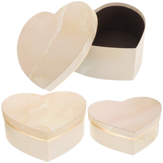Caja de regalo con forma de corazón de mármol para San Valentín (3 unidades): elegante caja de regalo con flores y un diseño geométrico único