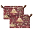thumbnail image 3 of BZSMCE Collapsible Fabric Cube Storage Bins Gold Christmas Trees Design Pattern Storage Box, 3 of 8