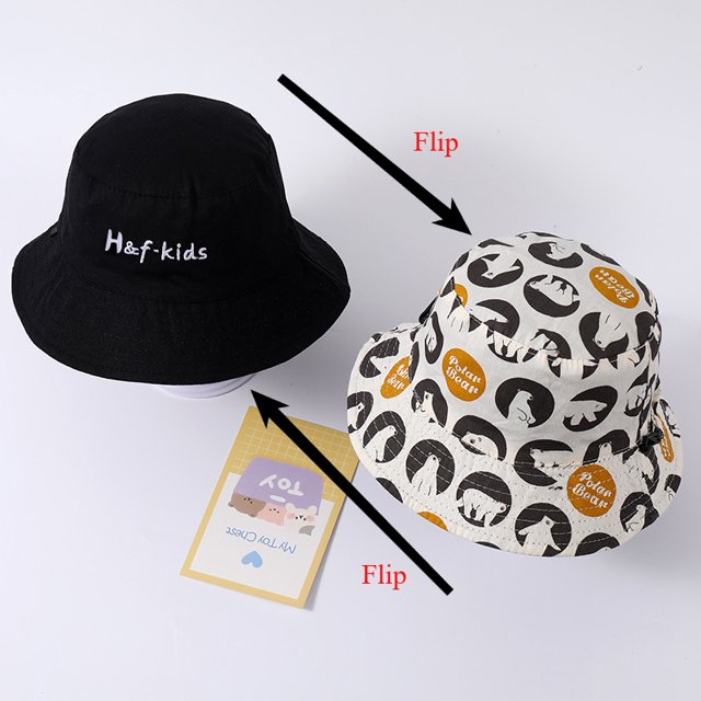Sombreros de doble cara para niños, sombrero con forma de cubo para bebé, bonito bordado con letras, gorra de pescador Panamá para niños y niñas, sombrero para el sol al aire libre de verano